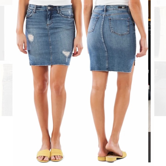 Kloth Connie Distressed Jean Skirt 